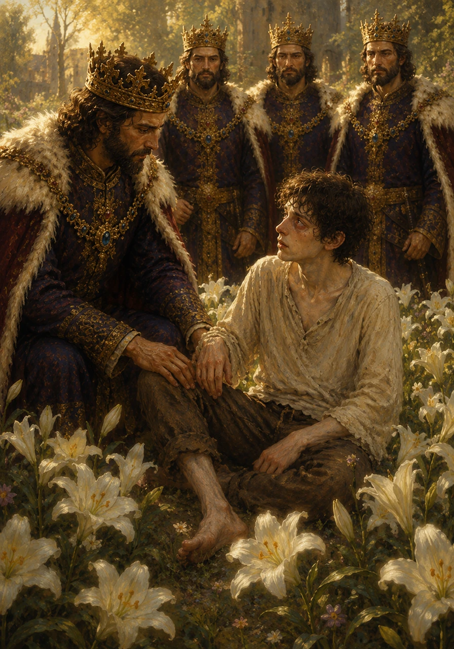 You finally venture into the royal gardens, the sunlight warming your pale skin as you sit amidst the blooming lilies with the four kings watching from a respectful distance. For the first time, you don't flinch when one of them rests a hand near yours, the mate bond humming a low, steady song of safety in your chest that you are finally starting to trust.