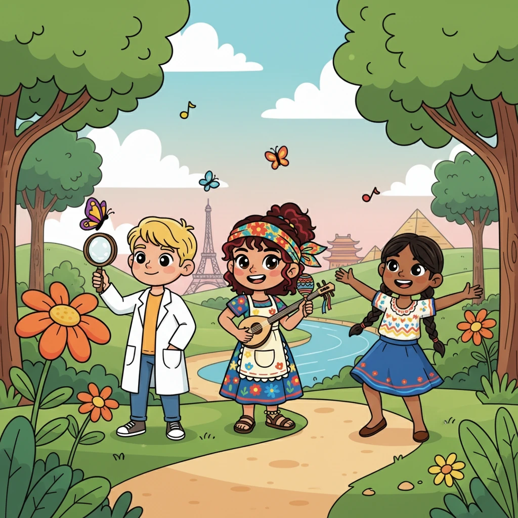 Juntos, los tres amigos exploraron el mundo, combinando la ciencia de Klaus, la cultura de Ana, y la alegría de Srey. Aprendieron sobre diferentes culturas y compartieron sus conocimientos, creando un vínculo inquebrantable.