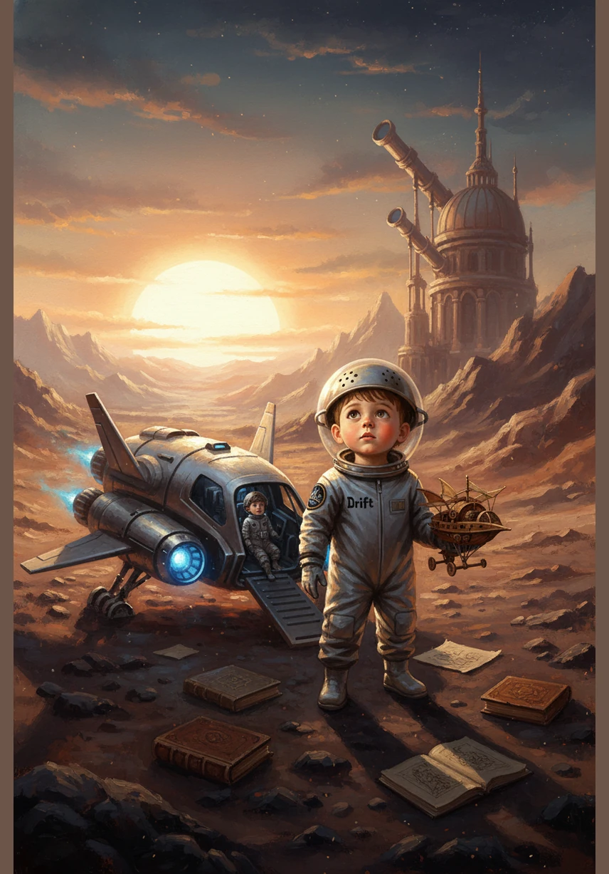 The spaceship glides onto the rocky, cratered surface of Mercury, where the sun looks like a giant, blazing ball of gold. Leo steps out in a shimmering silver suit that reflects the intense heat, making him look like a little star himself. He explores the jagged gray mountains, marveling at how light he feels on this small, swift planet.