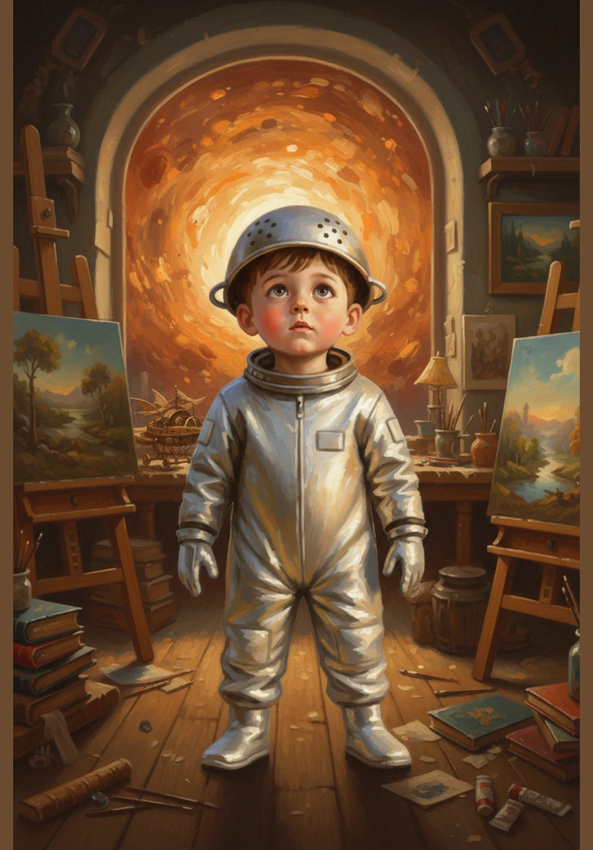 Next, Leo enters the thick, swirling atmosphere of Venus, where the sky is filled with heavy clouds of golden mist. Through the haze, he sees ancient volcanoes glowing with orange light and vast plains of dark, hardened lava. It is a warm and mysterious world that feels like a dream hidden behind a yellow curtain.