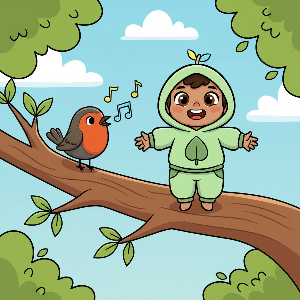 A friendly little robin landed on her branch, chirping a sweet, happy song. Pip felt a warm, comforting feeling, like a gentle, feathery hug from her new friend.