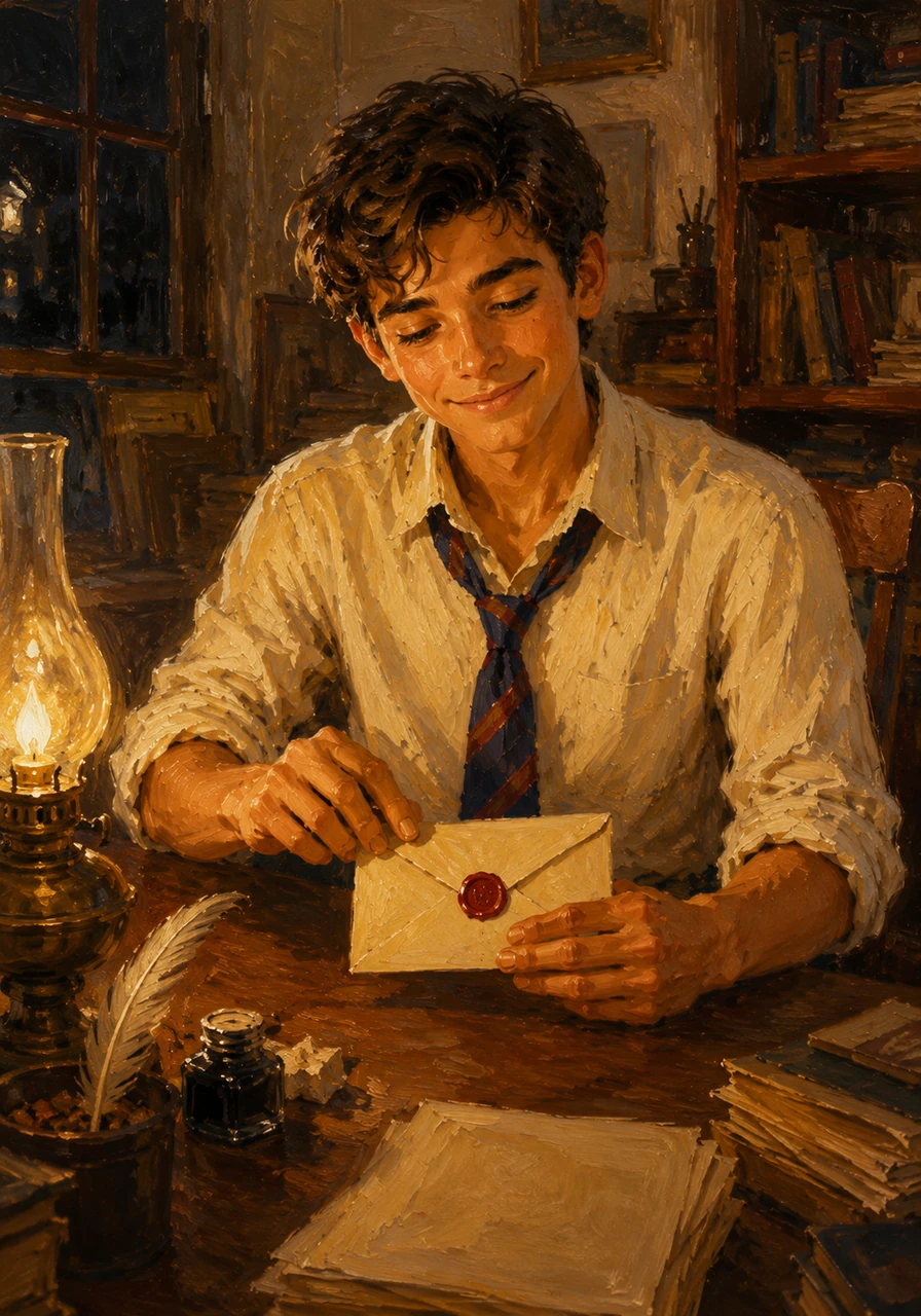 That evening, Giles sat back at his desk to finish his letter, sealing it into an envelope with a sense of gratitude for the people supporting his journey. He signed it with best wishes, sending his appreciation back into the world.