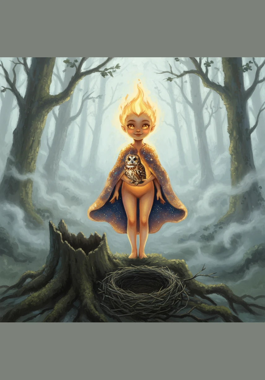 With a deep breath, Nova let go of her stardust blanket and focused on the warmth deep inside her. Slowly, a soft, steady glow began to pulse from her center, cutting through the fog like a gentle, magical candle.