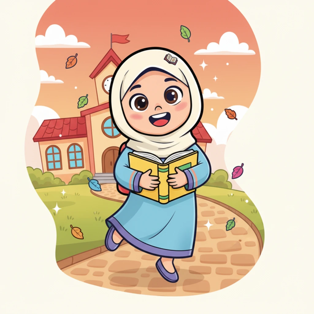 غادرت نور المدرسة في نهاية اليوم، وقلبها مليء بالبهجة والإلهام. كانت تحمل كتابها الجديد بحب، وتتطلع إلى قراءة المزيد من القصص واكتشاف عوالم لا حدود لها.