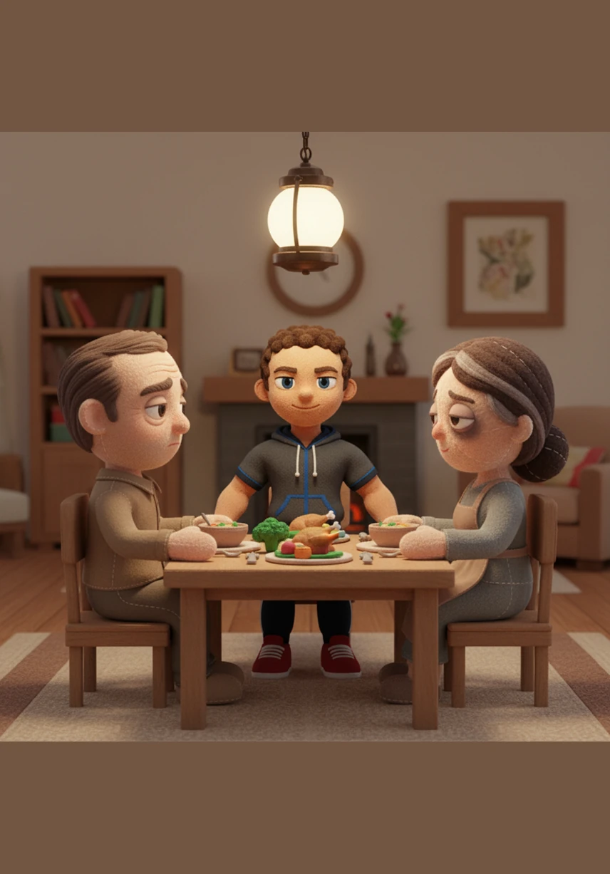 During dinner, Leo sets the table with care and listens attentively to his parents’ stories, offering a warm smile and genuine conversation. The atmosphere in the home shifts from tension to warmth as he treats his family with newfound respect and kindness.