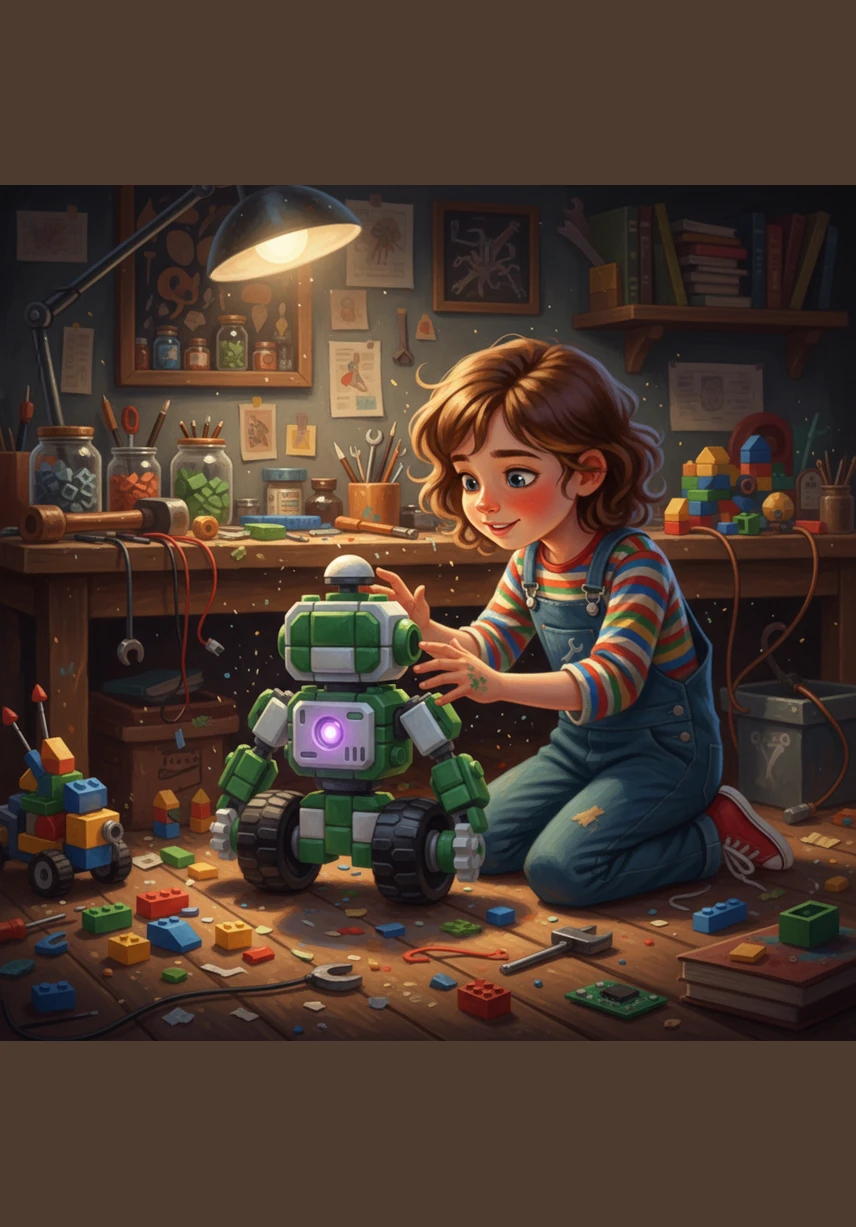 Leo decides to give Sparky a special job and builds a tilt sensor onto the top of his head. Now, Sparky can react to the world around him, nodding his head whenever he senses a sudden movement.