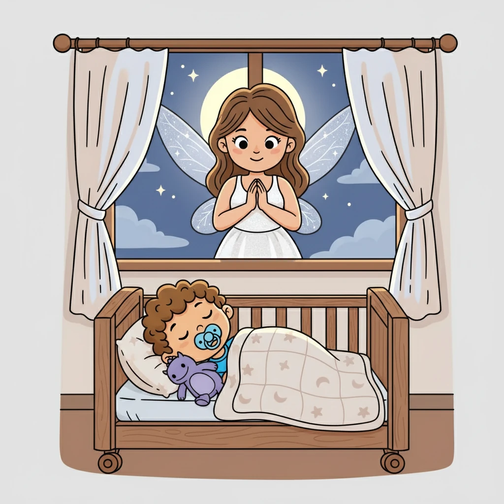 En una última imagen, el bebé de la primera escena duerme plácidamente, con un chupete en la boca. El Hada de los Chupetes, desde su ventana, contempla la escena, llena de alegría y satisfacción por el acto de bondad de Samuel.