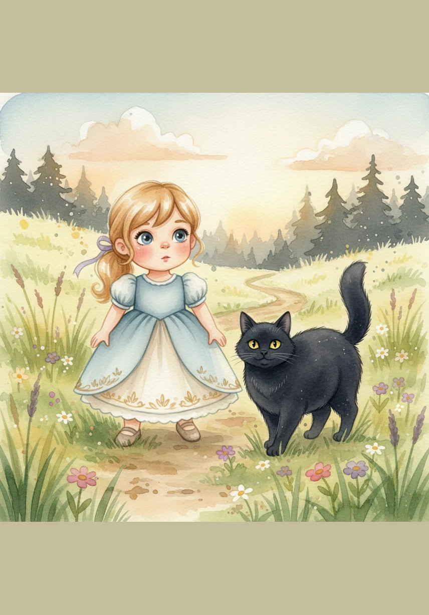 Pip walks into the tall grass where the flowers tickle her knees. Suddenly, a very large shadow stretches across the ground. Something big and soft is waiting nearby.