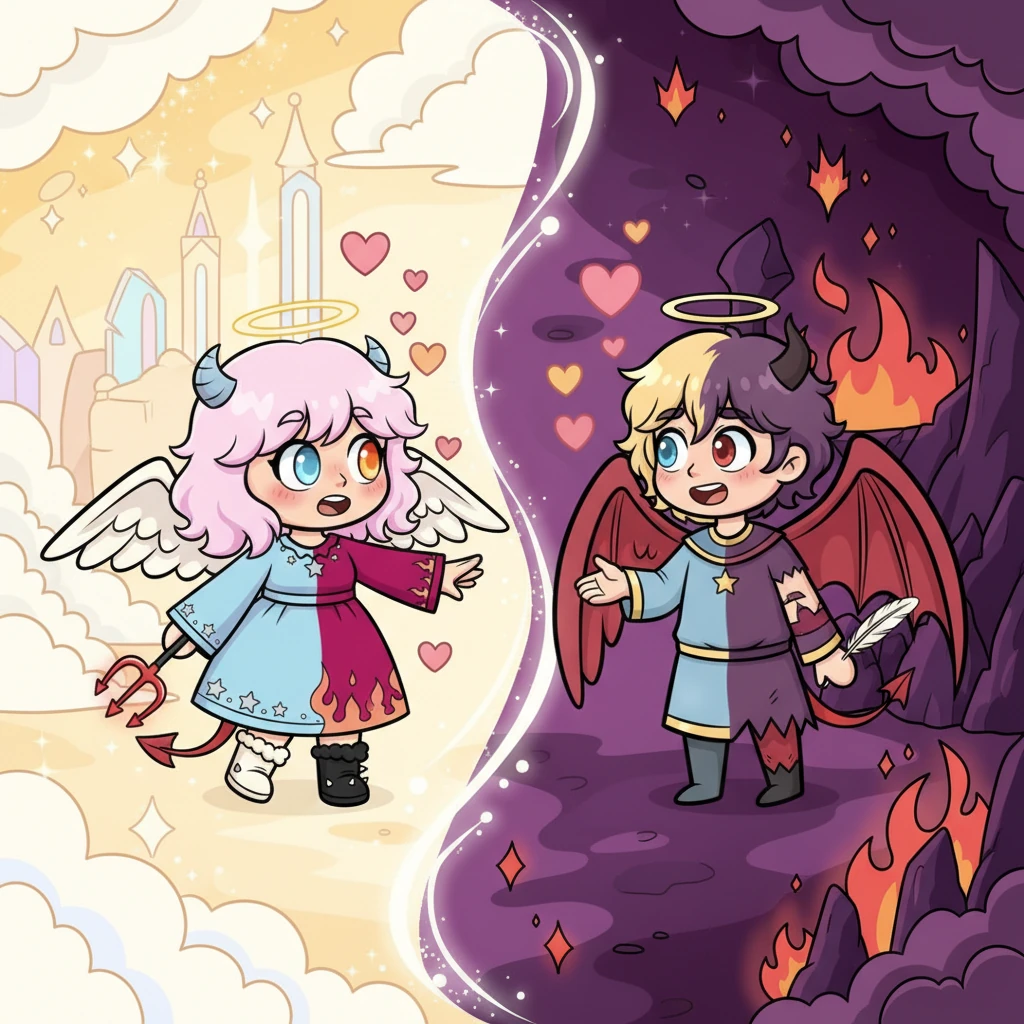 Однажды, на границе двух миров, где свет встречался с тенью, Ариэль и Кай случайно столкнулись. Их взгляды встретились, и мгновенно возникло удивительное чувство, которого они никогда раньше не испытывали. Это была любовь с первого взгляда, не знающая запретов.