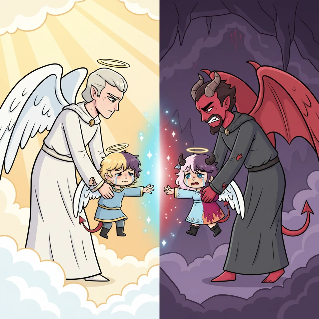 Но их секрет не мог оставаться тайной вечно. Старшие ангелы и демоны обнаружили их встречи и строго запретили им видеться снова. Им объяснили, что их миры несовместимы, и такая любовь невозможна.