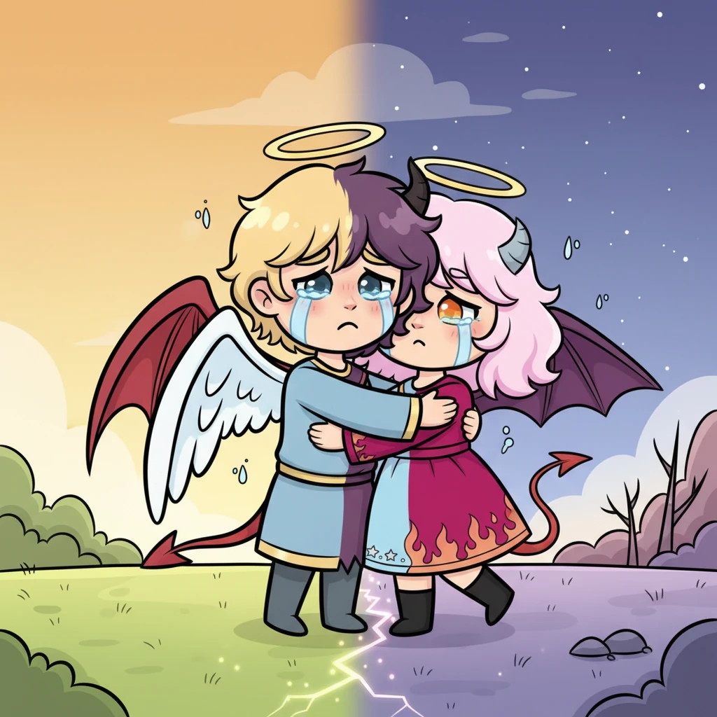 С тяжелым сердцем Ариэль и Кай попрощались, стоя на границе, которая теперь казалась непреодолимой. Слезы текли по их лицам, а их объятия были полны невыносимой тоски. Разлука казалась самой большой пыткой.