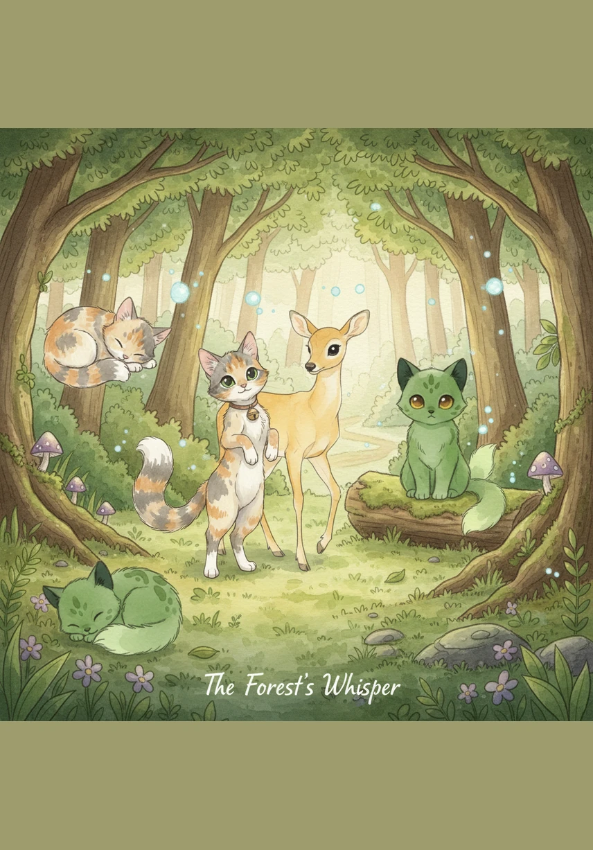 Deep among the trees, Mimi stops to listen to a sweet melody floating through the air. High up in the brown branches, a little bird sings a happy song that makes Mimi smile with joy.