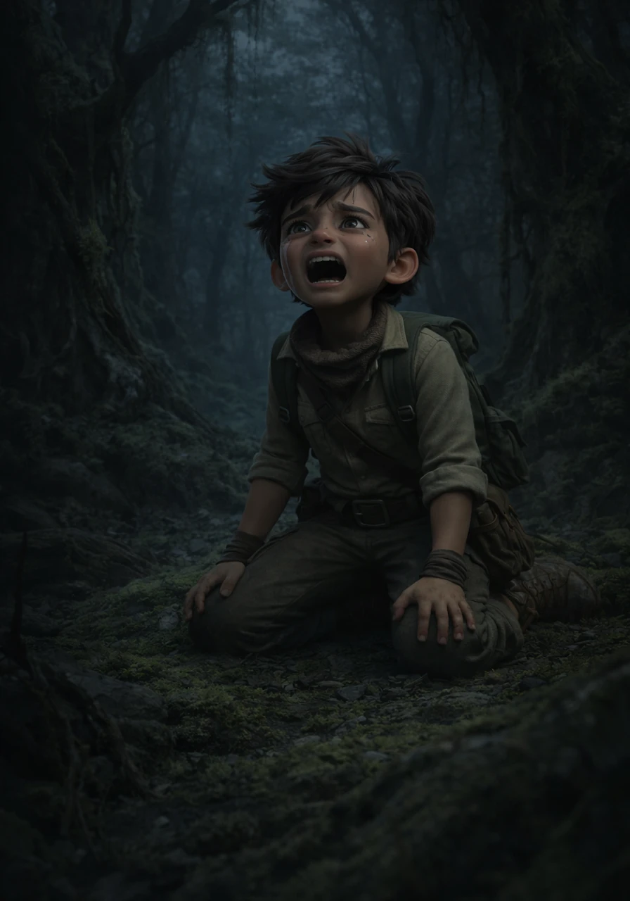 Exhausted and heartsick, Rashid wanders deeper into the unknown, desperately calling out his brother's name into the growing darkness. He finds a small, mossy clearing to rest his aching limbs, but the forest offers him no peace.