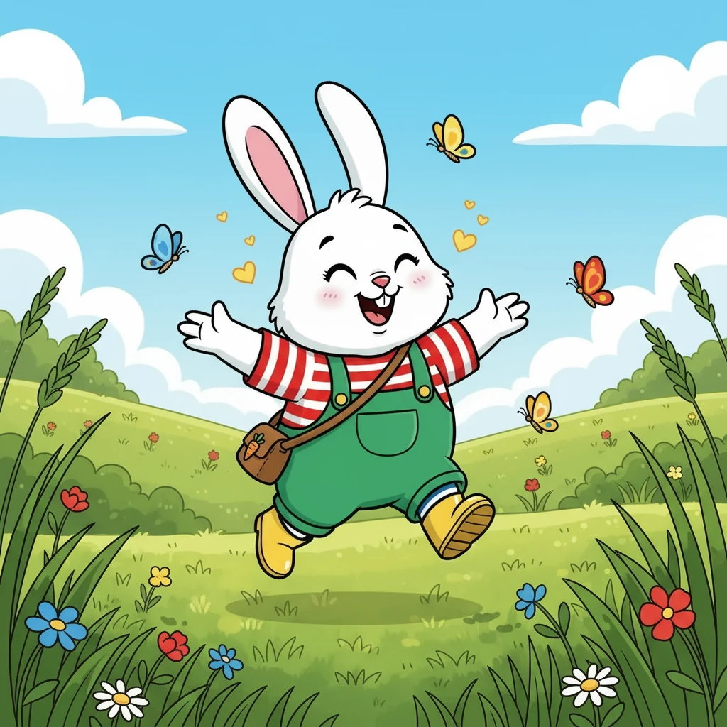 In the heart of the Green Meadow, Robbie the rabbit discovered a world of wonder. Sunlight dappled through the tall grass, and butterflies danced on the breeze. He hopped with glee, his nose twitching, eager to explore the secrets of the day.