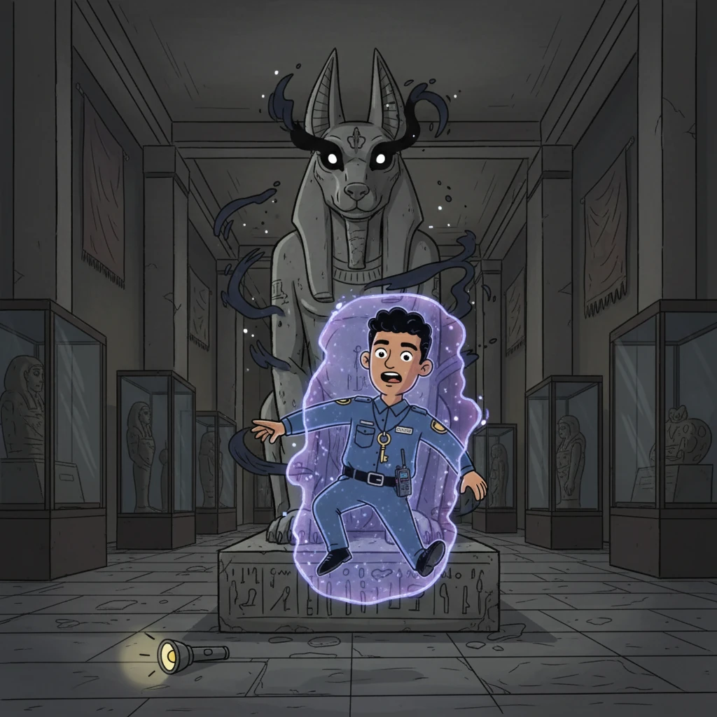 Una fuerza invisible elevó a Juan, acercándolo a la estatua. La imagen de Anubis cobró vida, sus ojos negros fijos en él. El ambiente se volvió tenso, lleno de magia y temor.