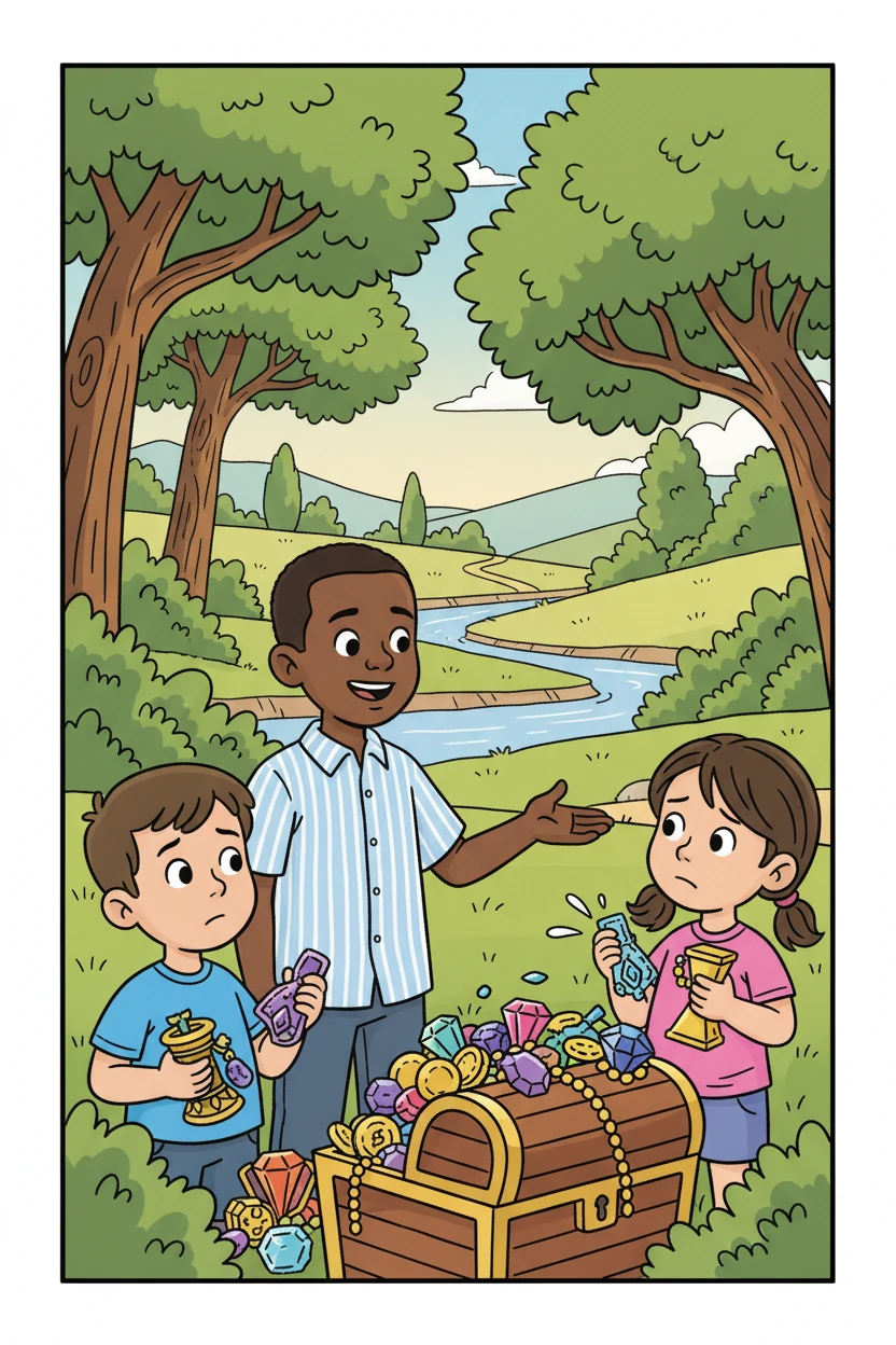 His friends, curious, asked Isaiah why he was giving everything away. They wondered why he wasn't keeping any of the treasures for himself. Isaiah simply smiled and said, "Follow me!"