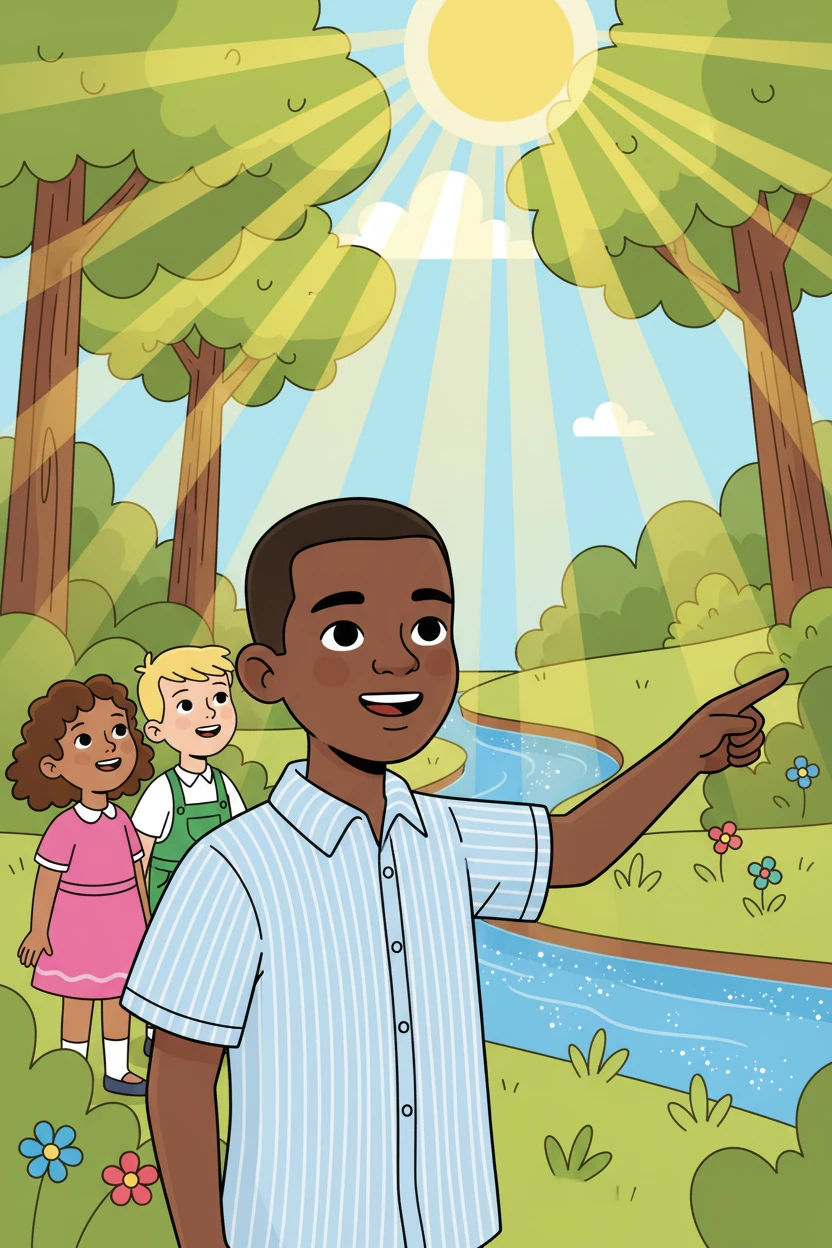 Isaiah led his friends back to the place where he found God. He pointed towards the light and explained that God was his greatest treasure, the source of all good things.