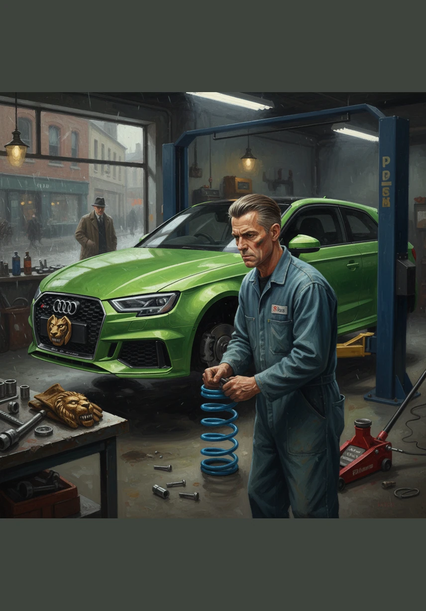 Working with precision, Silas installed a set of lowering springs to give the RS3 a more purposeful and aggressive stance. As the car was lowered back to the ground, the gap between the tires and the fenders vanished, creating a perfect silhouette.