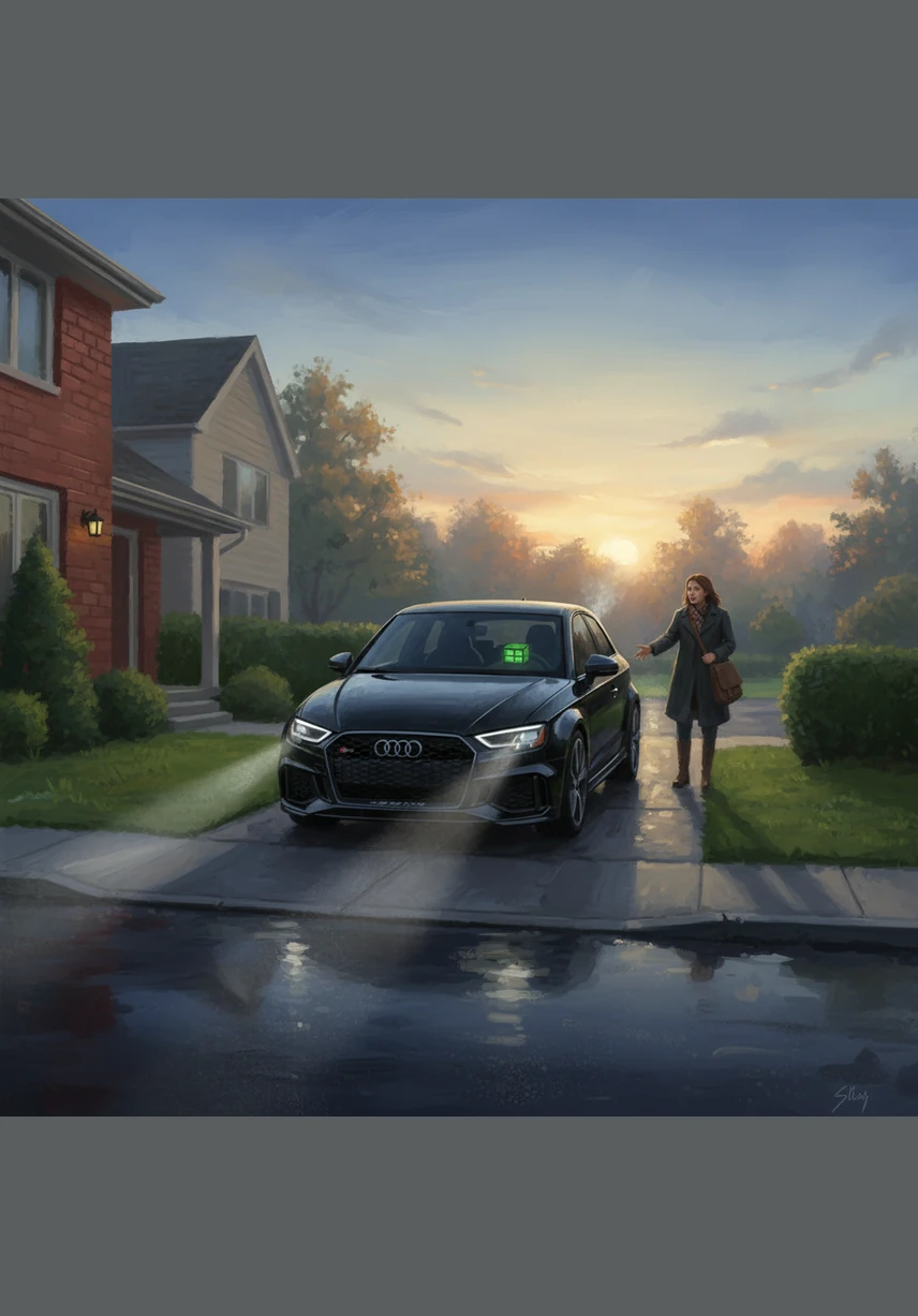The engine roared to life with a distinctive five-cylinder growl as Silas pulled out of his driveway just as the sun began to rise. The polished silver wheels spun into a blur of light, catching the golden hues of the early morning sky.