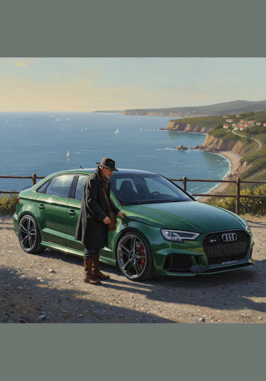 Silas pulled over at a quiet coastal overlook to admire how the new suspension setup hugged the curves of the road even while standing still. The 19-inch wheels filled the arches perfectly, giving the car a planted and powerful presence.