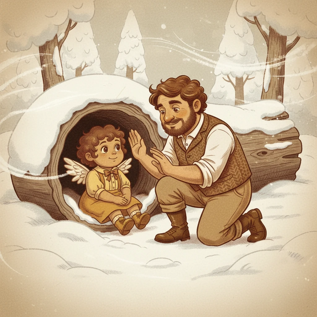 A harsh winter descended, blanketing the world in white and bringing icy winds that nipped at Chotu's small wings. Thadi, ever protective, found the coziest hollow in a snow-covered log, sheltering Chotu from the bitter cold. Their unwavering bond shone brightest in the face of adversity, proving their love could withstand any storm.