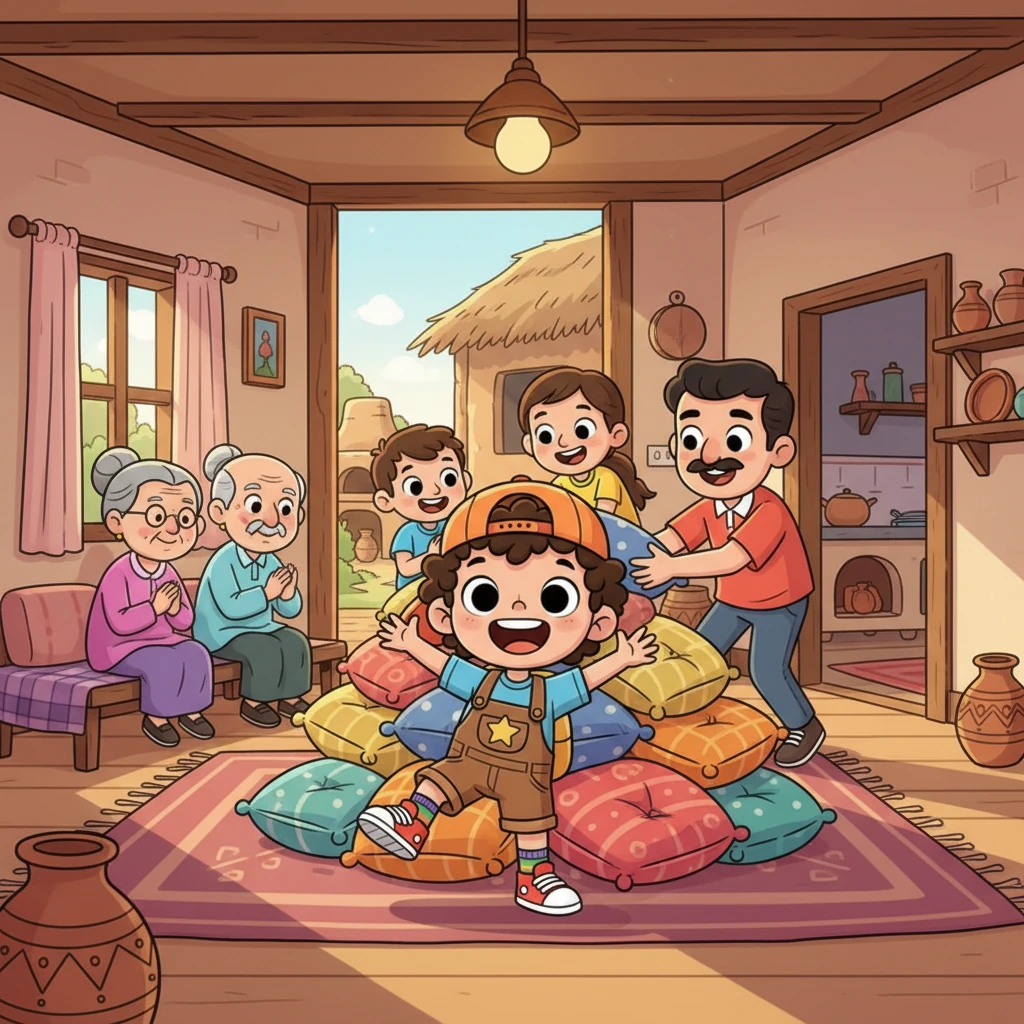 Little Ami, no older than six, giggled amidst a joyful chaos of uncles, aunts, and cousins in his lively village home. The air hummed with laughter and stories, as his grandparents smiled from a cozy corner. Their three-room house, with its bustling outdoor kitchen and peaceful prayer room, was always full of warmth and love.