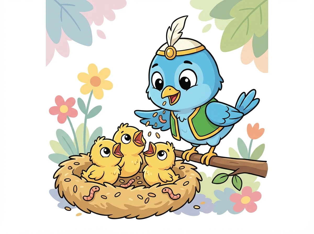 أطعم صفور الفراخ الصغيرة الحبوب والديدان. كانوا يأكلون بشهية كبيرة.