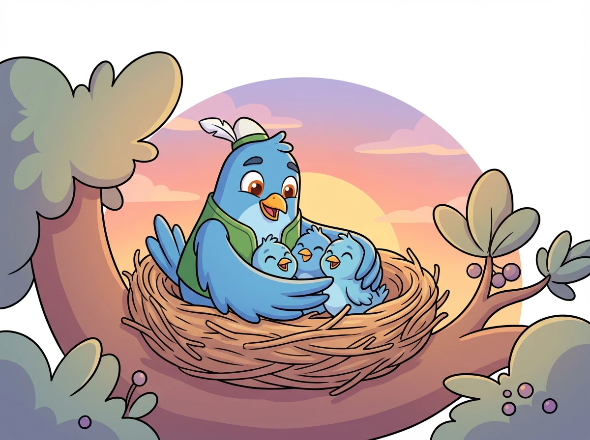 بدأ المساء ينزل، وحضن صفور أطفاله الصغار في العش الدافئ.