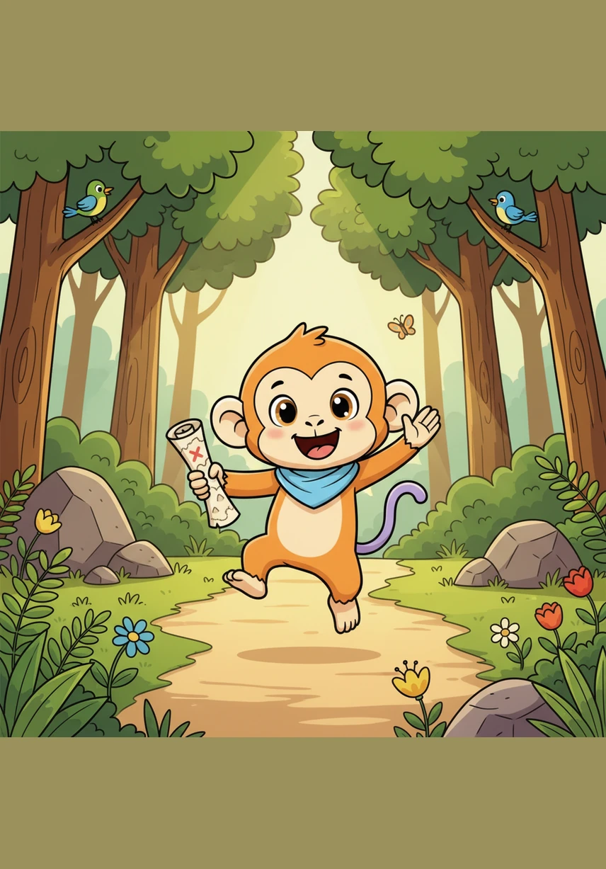 Milo skips along a sunny path and finds the letters Bb and Cc hidden behind some flowers. A fluffy brown Bear waves hello, and a happy green Crocodile smiles from the blue river. Bb is for Bear and Cc is for Crocodile. They point Milo toward the next secret spot.