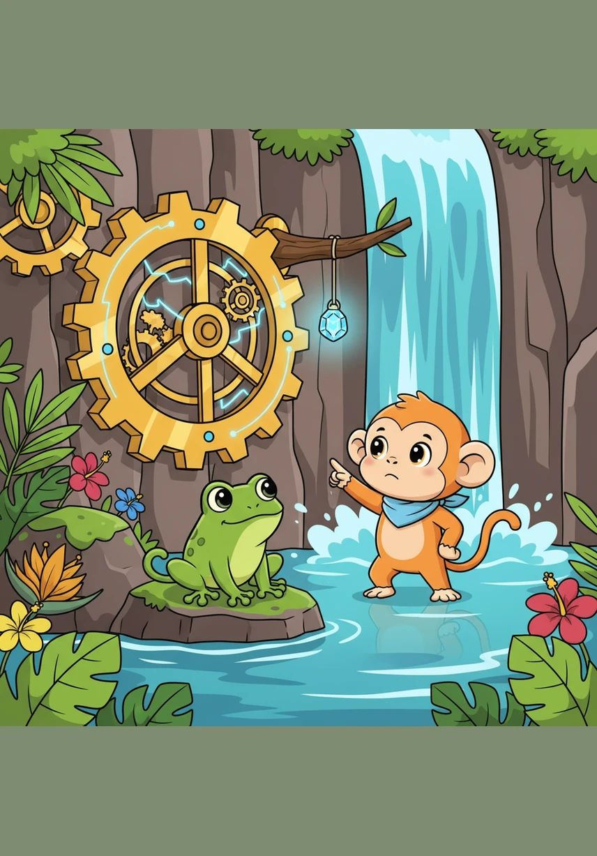 Near a cool muddy pond, Milo meets a big purple Hippo and sees a tiny, shiny Insect on a petal. He carefully picks up the magic letters Hh and Ii from the ground. Hh is for Hippo and Ii is for Insect. Milo is so excited to be halfway through his quest.