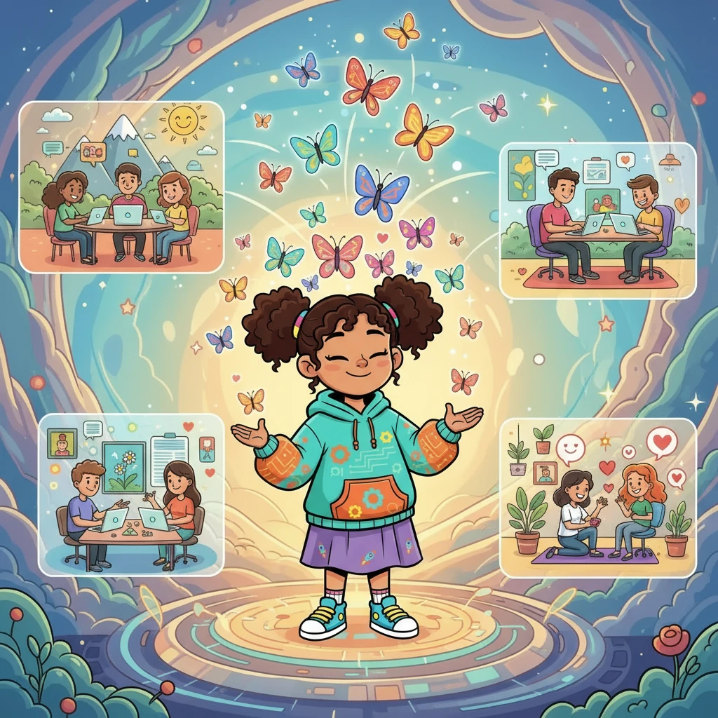 En su mente, las ideas revoloteaban como mariposas. Visualizó el trabajo remoto, con equipos colaborando desde cualquier lugar del mundo. Imaginó el bienestar de sus empleados como una prioridad, creando un ambiente de trabajo feliz y productivo.