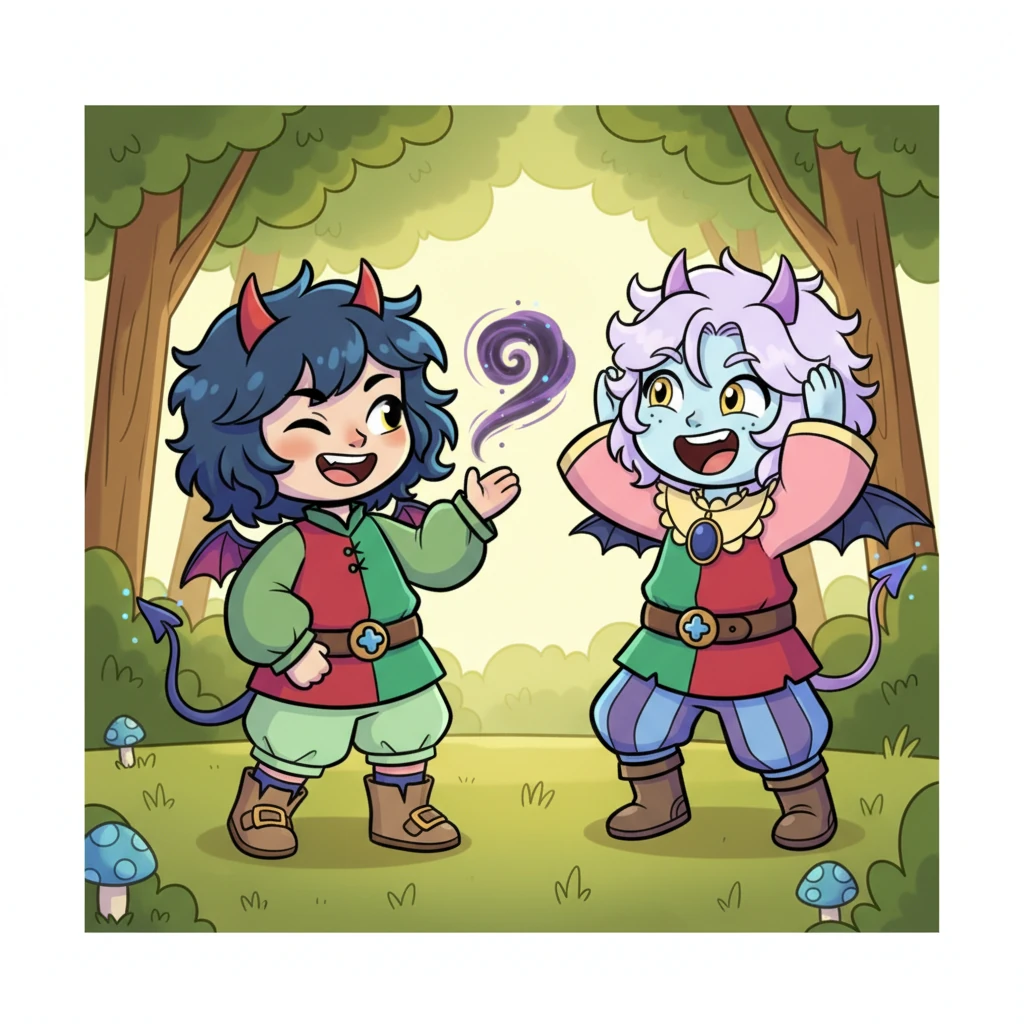 With a mischievous wink, Inn conjured a tiny, harmless wisp of shadow that zipped around Ashy's head, making him shriek with delighted surprise. The two siblings dissolved into a fit of giggles, their secret shared adventures a stark contrast to the noble expectations awaiting Inn.