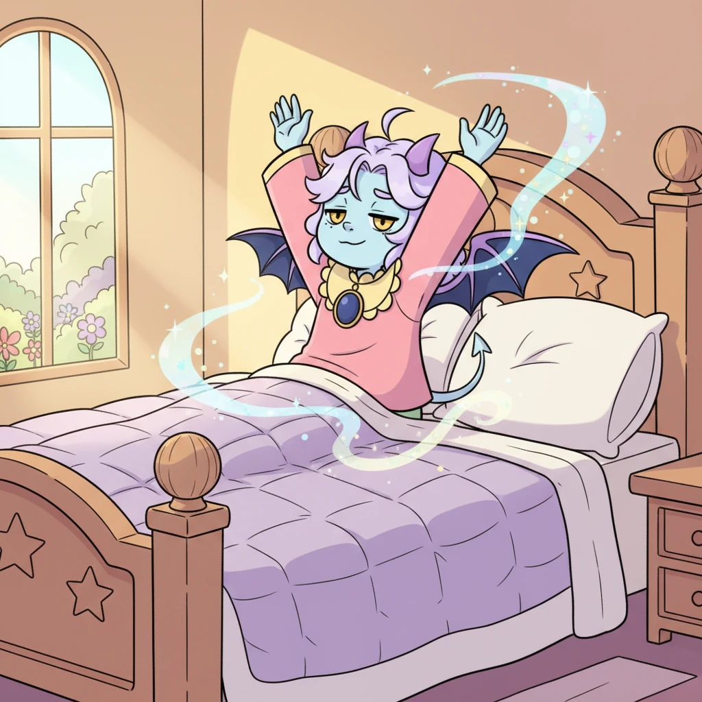 Waking with a soft sigh, Inn stretched, the lingering magic of the dream world still clinging to their senses. The weight of their dual existence settled back upon them, a familiar, heavy cloak. "Time to pretend I'm just a normal, demigod-adopted royal," they mumbled, pushing aside a stray curl.