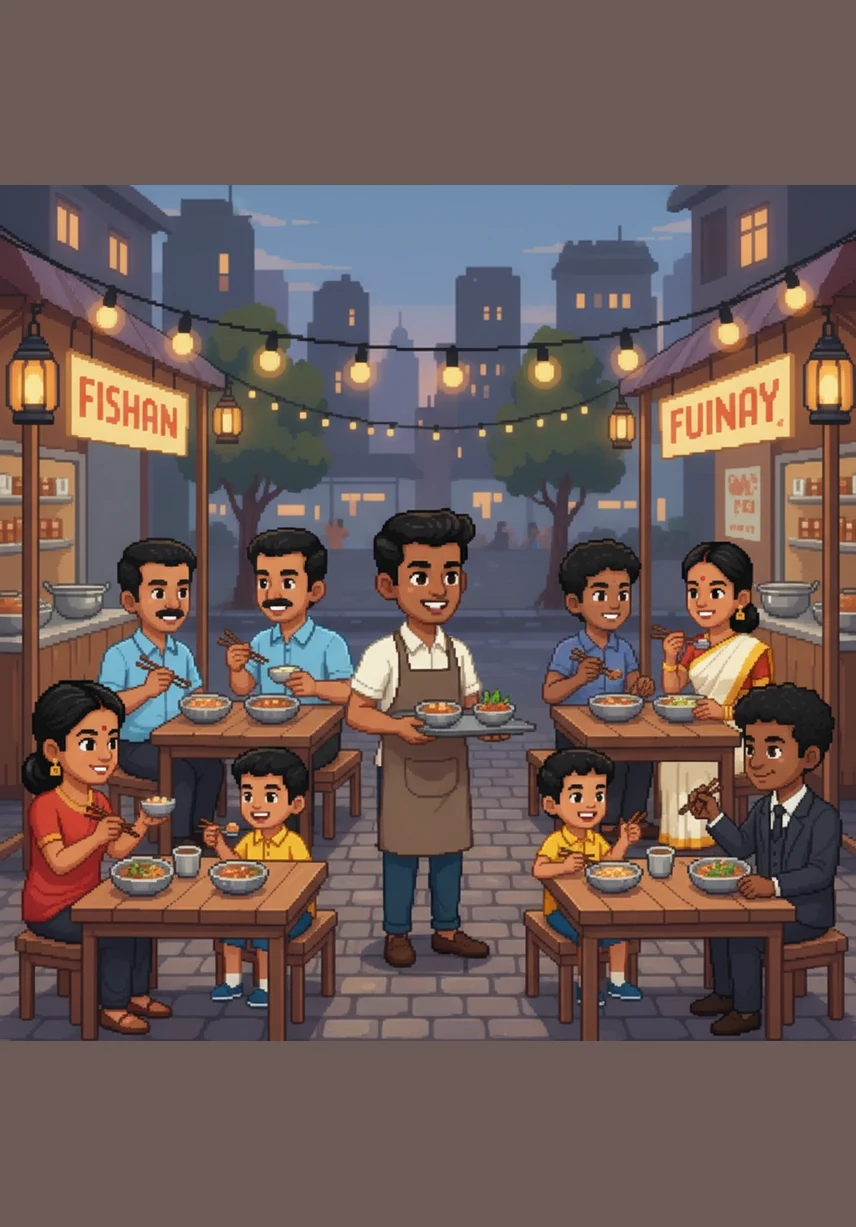 People from all walks of life sit side by side, enjoying premium flavors at prices that make every meal feel like a special gift. Ishan moves gracefully between the tables, sharing a warm smile and ensuring that everyone feels like an honored guest in his home.