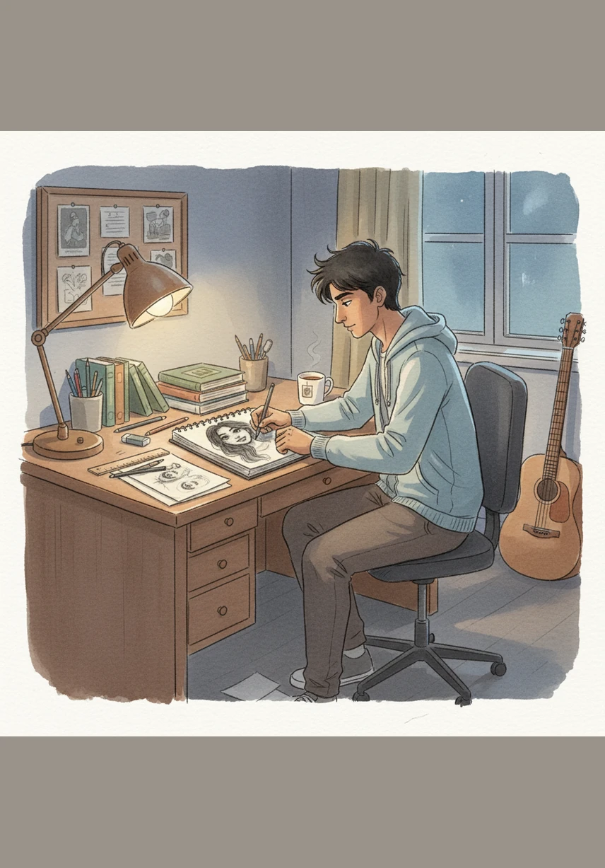 Driven by his newfound hope, Sachin pours his heart into his studies, his desk covered in sketches and textbooks as he strives for excellence. He transforms from an average student into a determined scholar, fueled by the desire to be worthy of Meera's belief in him.