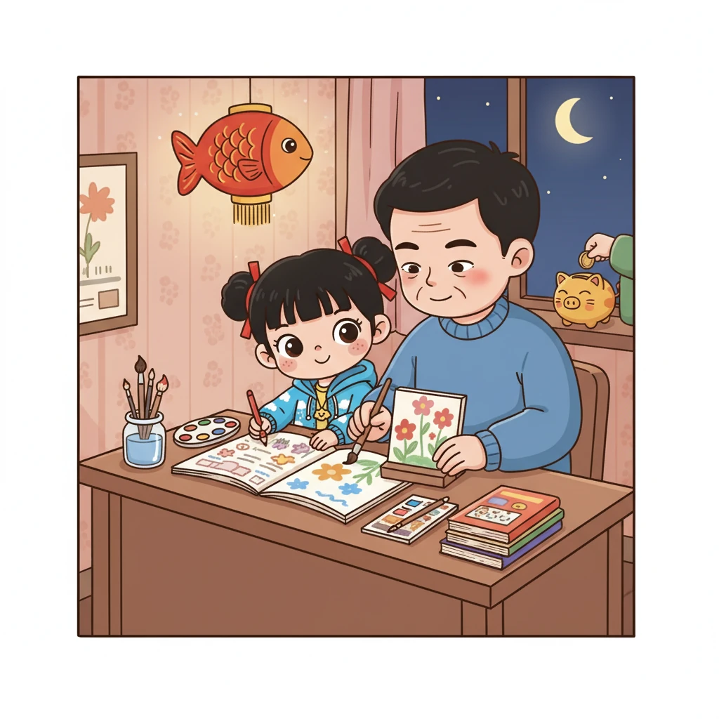 小雨决定帮助妈妈，她开始努力学习，认真完成作业。 每天晚上，她都会在爸爸的帮助下，练习画画，希望有一天能用画笔给妈妈带来快乐。 她还悄悄地把自己的零花钱存起来，想要买一份特别的礼物送给妈妈。