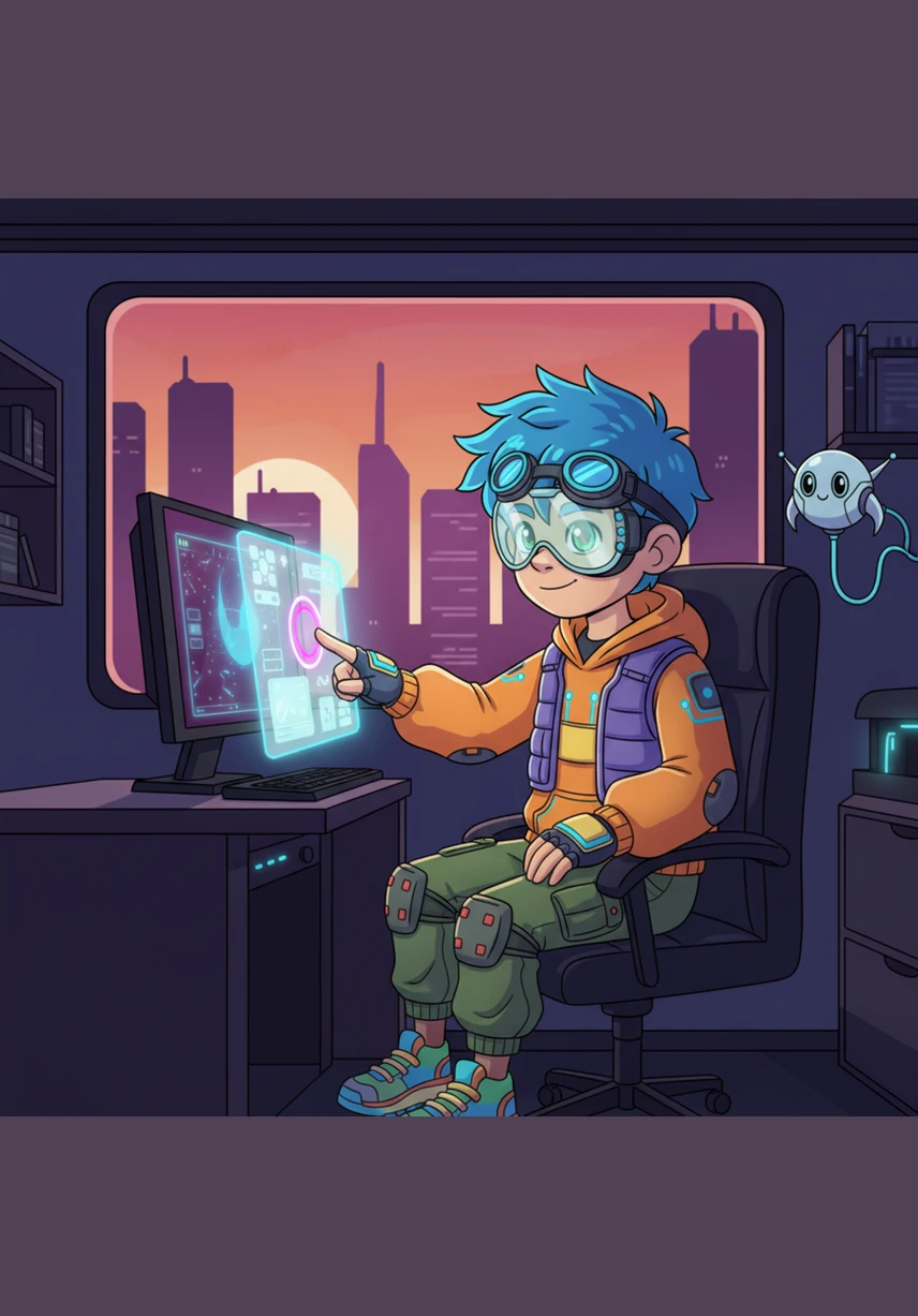 As the sun set outside his window, Mobo tapped a small icon, and the entire interface shifted into a soothing Dark Mode. The bright white light turned into a deep midnight blue, making the neon text glow like stars in the night sky.