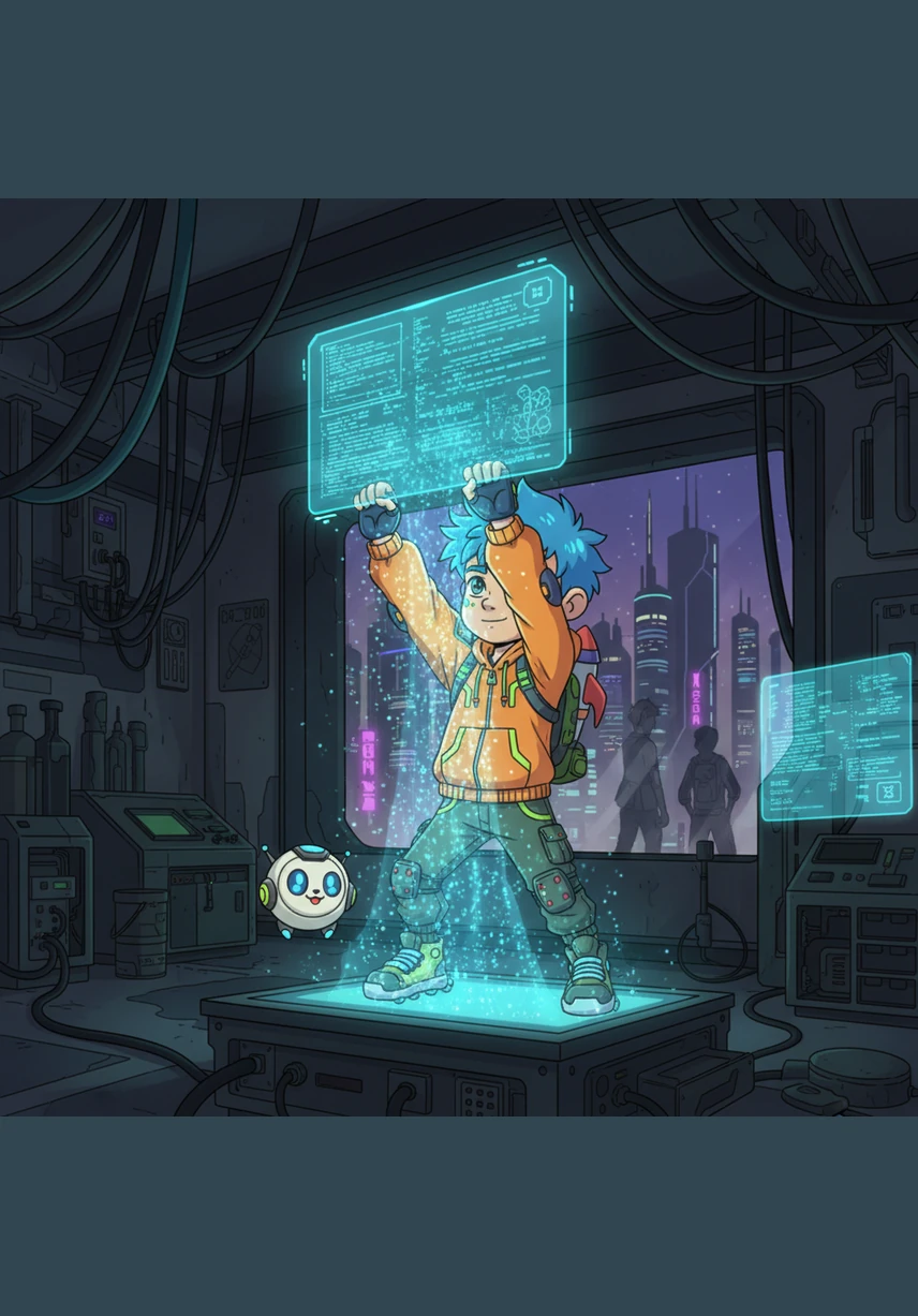 When the screen felt a little too crowded with old information, Mobo reached up and pulled down on the list with a firm tug. A refreshing wave of energy washed over the board, updating every detail and making the data sparkle with newfound clarity.