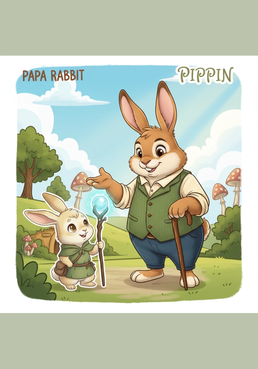 When a colorful butterfly dances around Papa Rabbit, he lets out a hearty, booming laugh that fills the meadow with warmth. Pippin immediately tilts his head back and lets out a tiny, joyful giggle, perfectly mirroring the spark of happiness in his father’s eyes.