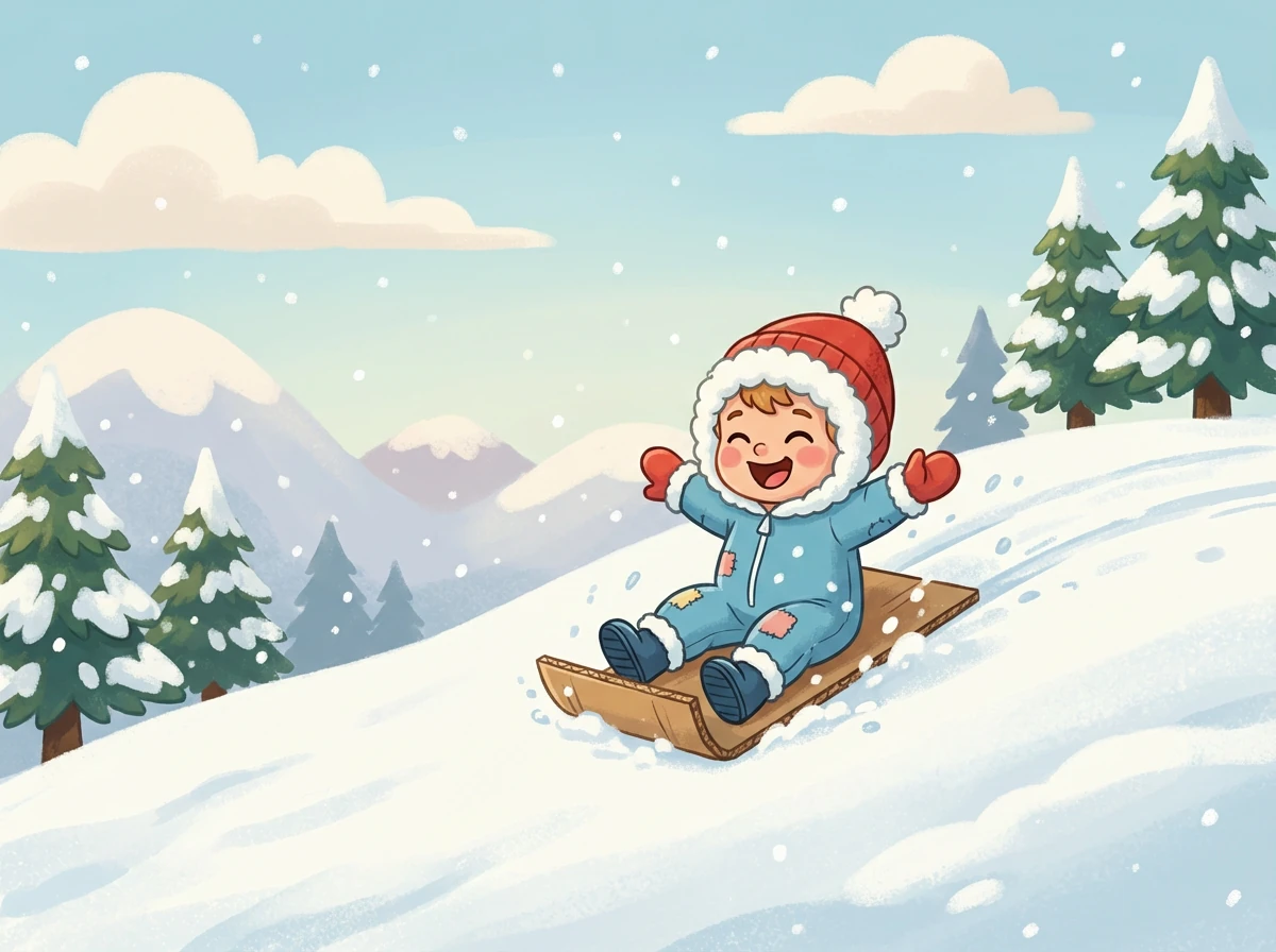 Мама одевает Мишутку в теплый комбинезон. Он смешно переваливается с ноги на ногу, предвкушая прогулку.