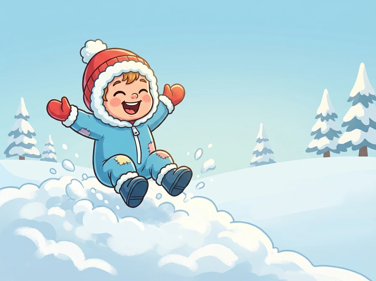 Уставший, но довольный, Мишутка засыпает в своей кроватке, мечтая о новых зимних приключениях.