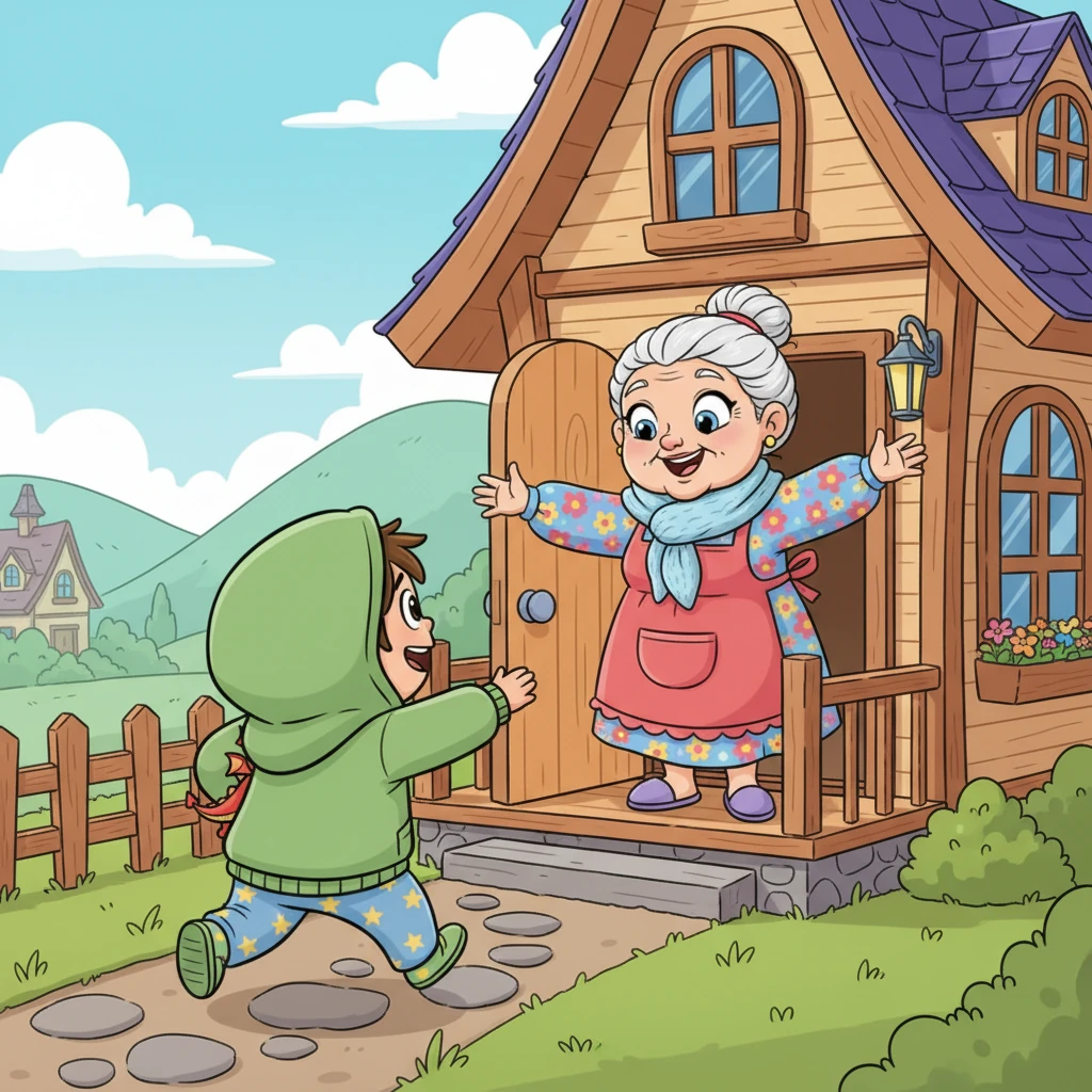 Когда они приезжают, бабушка уже ждет их на пороге своего уютного домика. Она широко улыбается и распахивает свои объятия для Лизы. Бабушка сразу же предлагает вкусное печенье, только что испеченное.