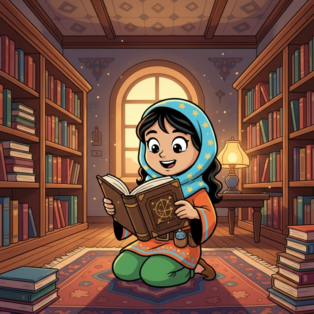 في أحد الأيام، وجدت نور كتابًا قديمًا في مكتبة جدها. كان الكتاب يتحدث عن قوة العلم وكيف يمكنه أن يغير العالم. بدأت نور في قراءة الكتاب بشغف، وتعلمت الكثير عن العلوم.