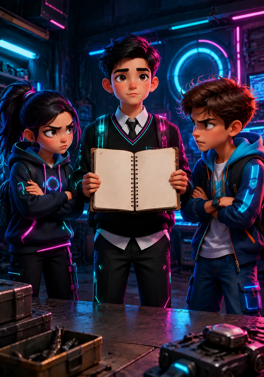Leo looked around at his upset friends and realized that their project would never get built if everyone kept fighting for the spotlight. He took a deep breath, opened his notebook, and suggested they make a list of every single task needed for the project.