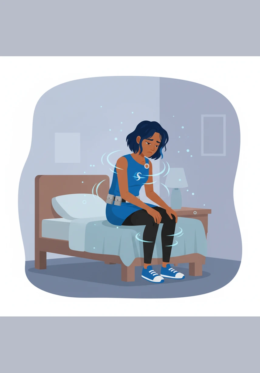 Every movement in the room feels like a struggle, as if she is walking through thick, heavy water that slows her down. Even her breathing feels weighted and deep, making the simple act of sitting there feel like an exhausting task for her small body.