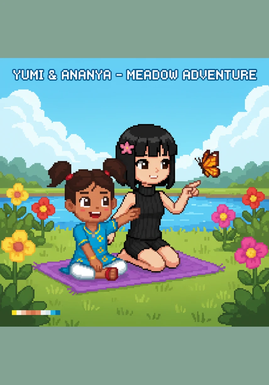 Elles dansent joyeusement parmi les cerisiers en fleurs et les tulipes éclatantes, partageant des rires et des traditions de leurs pays respectifs. Le monde semble être un tapis de pétales parfumés et de promesses de renouveau sous un ciel d'azur.