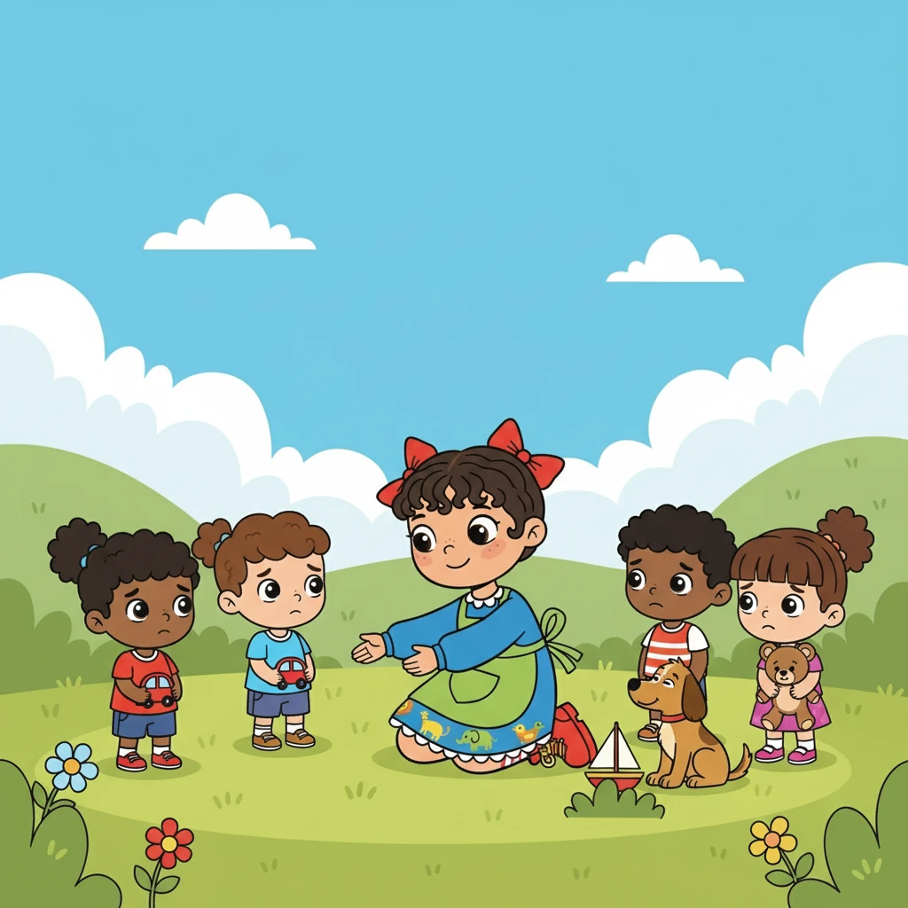 No caminho, Sofia e Amigo encontraram um grupo de crianças tristes, que haviam perdido seus brinquedos. Sofia, com seu coração bondoso, ajudou-as a encontrar seus tesouros, mostrando a importância da amizade e da partilha.