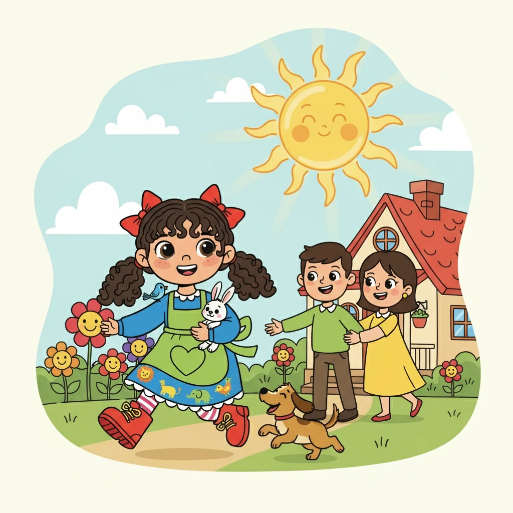 Sofia e Amigo retornaram para casa, felizes e orgulhosos de sua aventura. Eles contaram aos pais sobre o Sol Mágico e sobre a importância de amar e honrar a família, os amigos e todos os seres vivos.