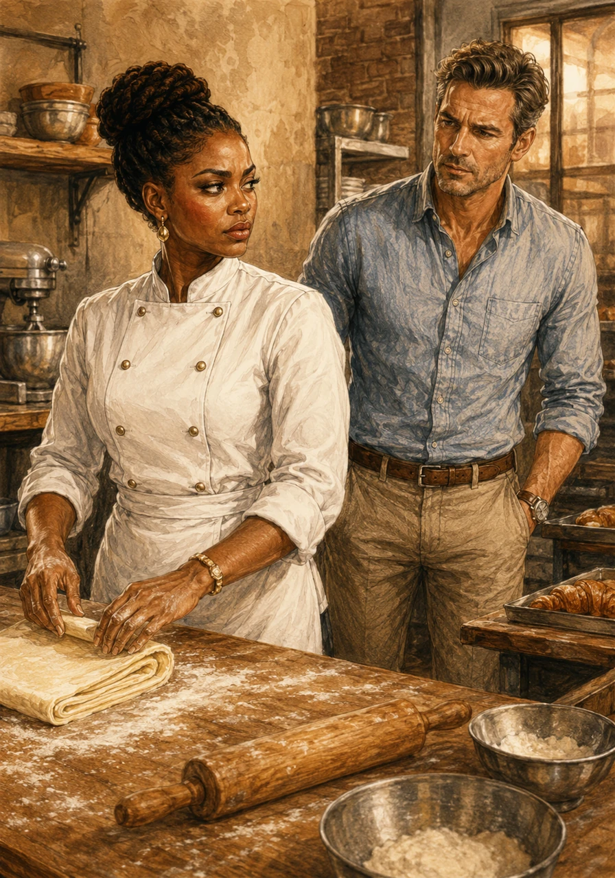 Inside the flour-dusted pastry sanctuary, Mbali commands her station with fierce precision, folding a delicate laminate dough for the evening's dessert feature. Her expression hardens into a frosty silence as Jonathan steps into her kitchen to question the evening's bread inventory, spark flying between them in a familiar battle of stubborn wills.