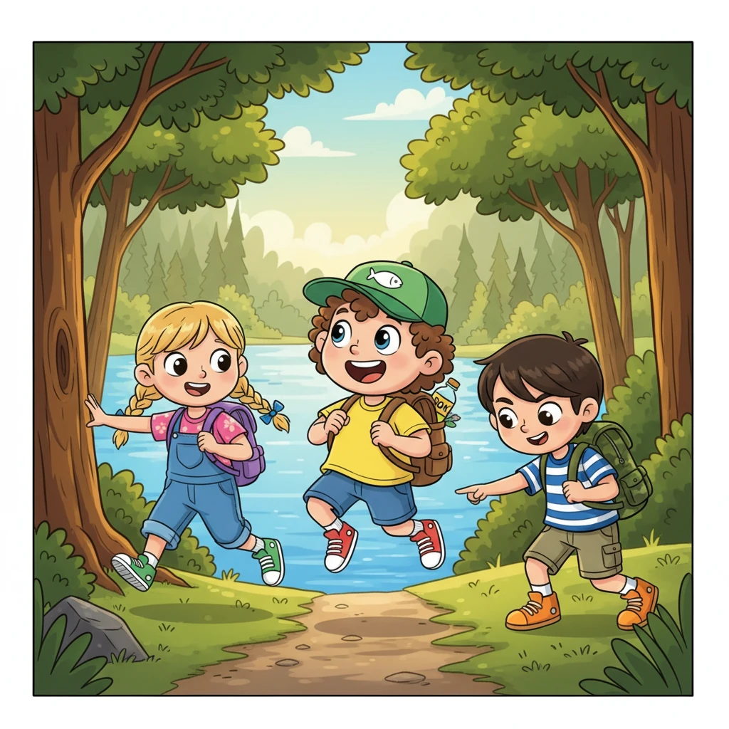 Dzieciaki Lena, Tomek i Filip cieszą się wakacjami nad jeziorem Solińskim. Słońce grzeje, woda jest krystalicznie czysta, a las szumi zachęcająco dookoła. Pewnego dnia postanawiają wyruszyć na leśną wyprawę, szukając przygód i tajemniczych miejsc. Ich plecaki są pełne kanapek i soków, a serca biją z ekscytacji.